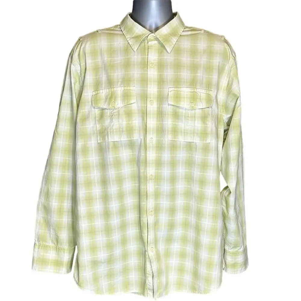 Banana Republic Plaid Cotton Button Down Shirt Men’s XXL Yellow Lightweight